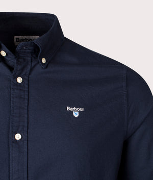 Barbour Oxtown Shirt for Men in Navy at EQVVS Close Up Shot 