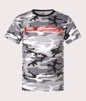 Spike T-Shirt in Camo by Pleasures. EQVVS Menswear Front Shot. 