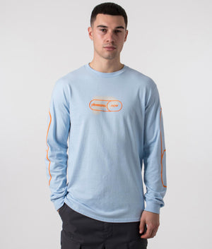 Pixel P Long Sleeve Top in Light Blue by Pleasures. EQVVS Menswear Front Model Shot