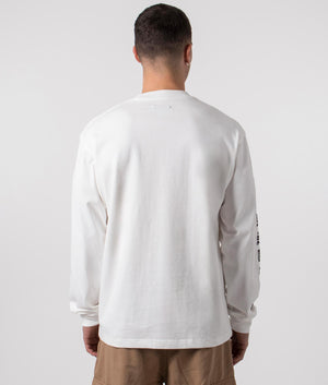 Old English Long Sleeve Top in White by Pleasures. EQVVS Menswear Back Shot. 