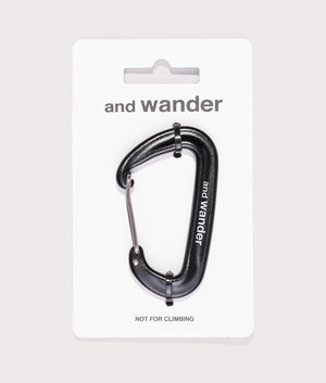 and wander Utility Carabiner in Black, Aluminium. At EQVVS Menswear. Pack shot