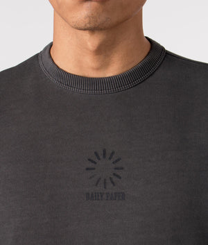 Oversized Buffering T-Shirt in Obsidian Black by Daily Paper. EQVVS Menswear Front Detail Model Shot. 