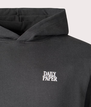 Smoothie Hoodie in Jet Black by Daily Paper. EQVVS Menswear Front Detail Shot. 