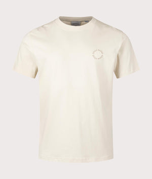 Orbit Emblem T-Shirt in Pelican Beige by Daily Paper. EQVVS Shot. 