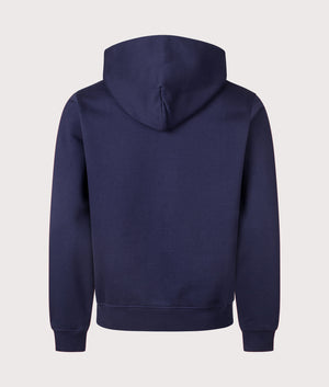 Daily Paper Dotted Logo Hoodie in Maritime Blue, 100% cotton at EQVVS menswear. Back Shot. 