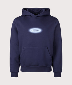 Daily Paper Dotted Logo Hoodie in Maritime Blue, 100% cotton at EQVVS menswear. Front Shot. 