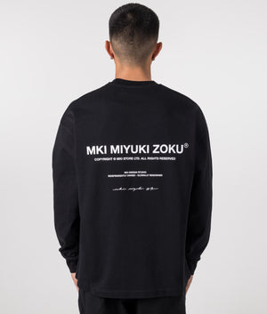 MKI Miyuki Zoku Long Sleeve Design T-Shirt in Black. Shot at EQVVS. Reverse shot. 