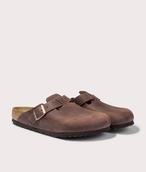 Boston Soft Footbed Oiled Leather Clog in Habana by Birkenstock. EQVVS Menswear Side Pair Shot. 