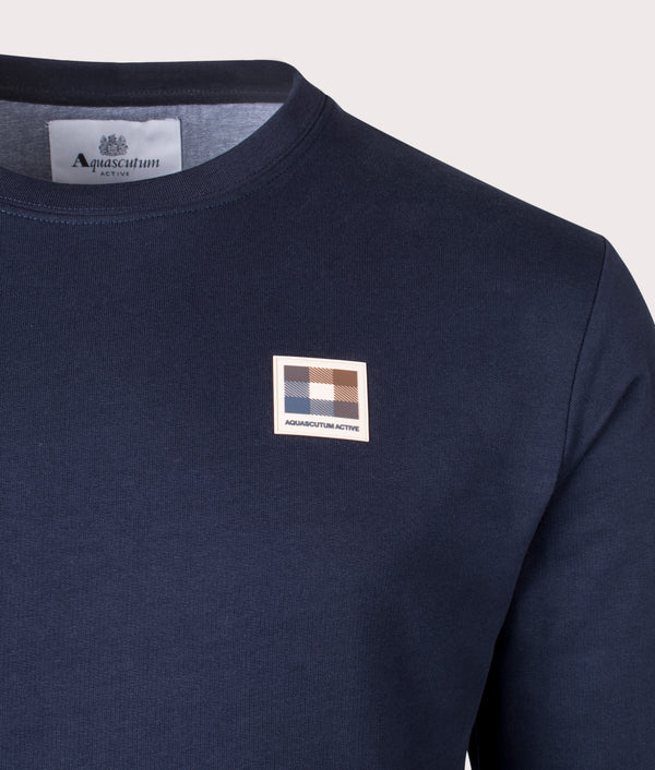 Active Club Check Patch Sweatshirt Navy Aquascutum EQVVS