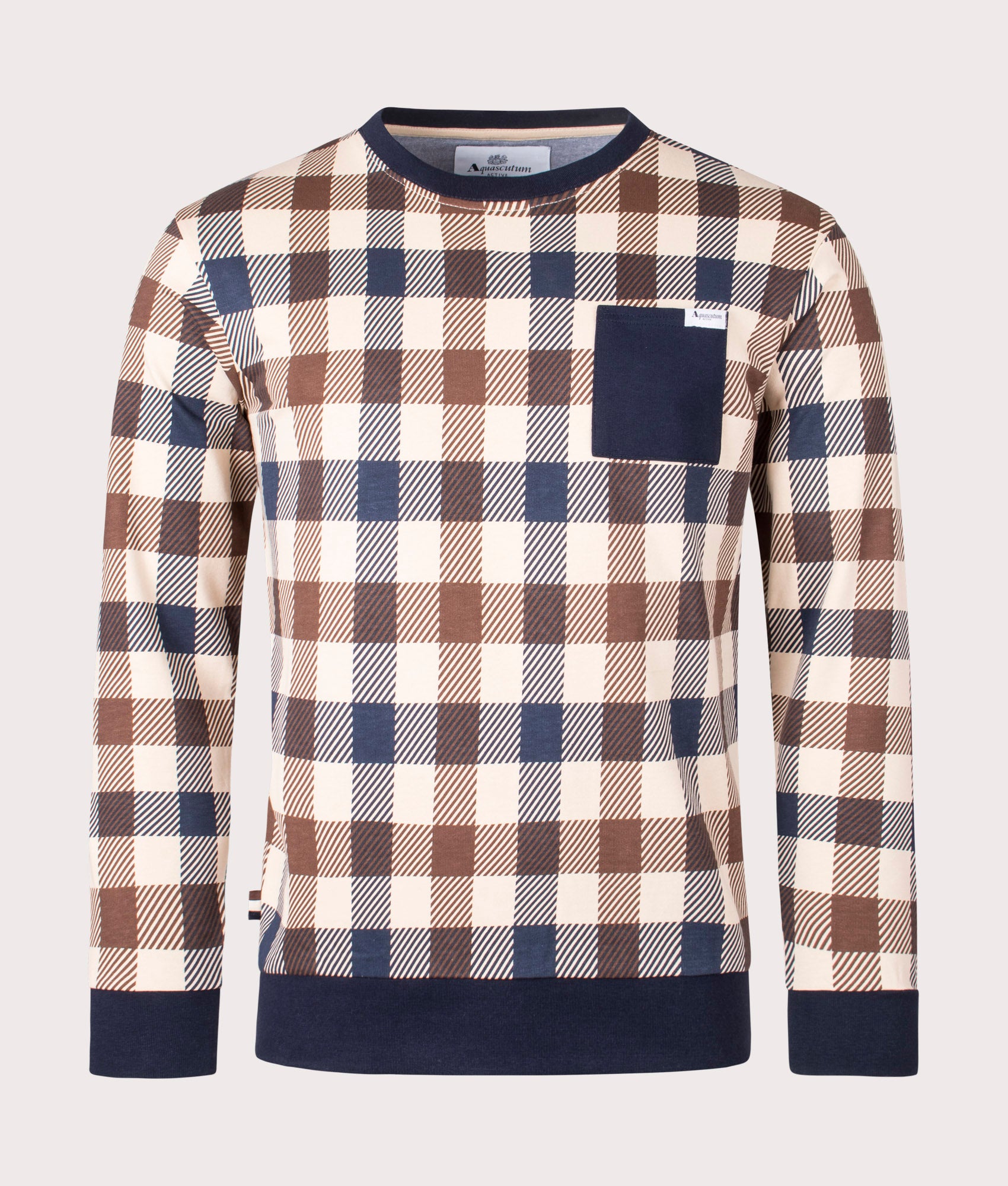 Active Macro Check Sweatshirt Navy | Aquascutum | EQVVS