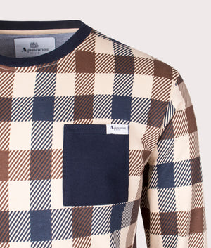 Active Macro Check Sweatshirt in Navy by Aquascutum. EQVVS Detail Shot.