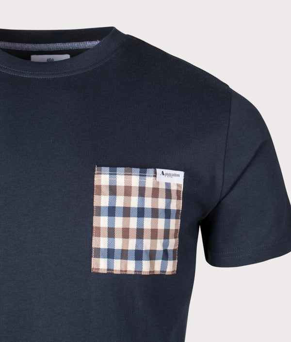 Active Club Check Pocket T Shirt Navy Aquascutum EQVVS