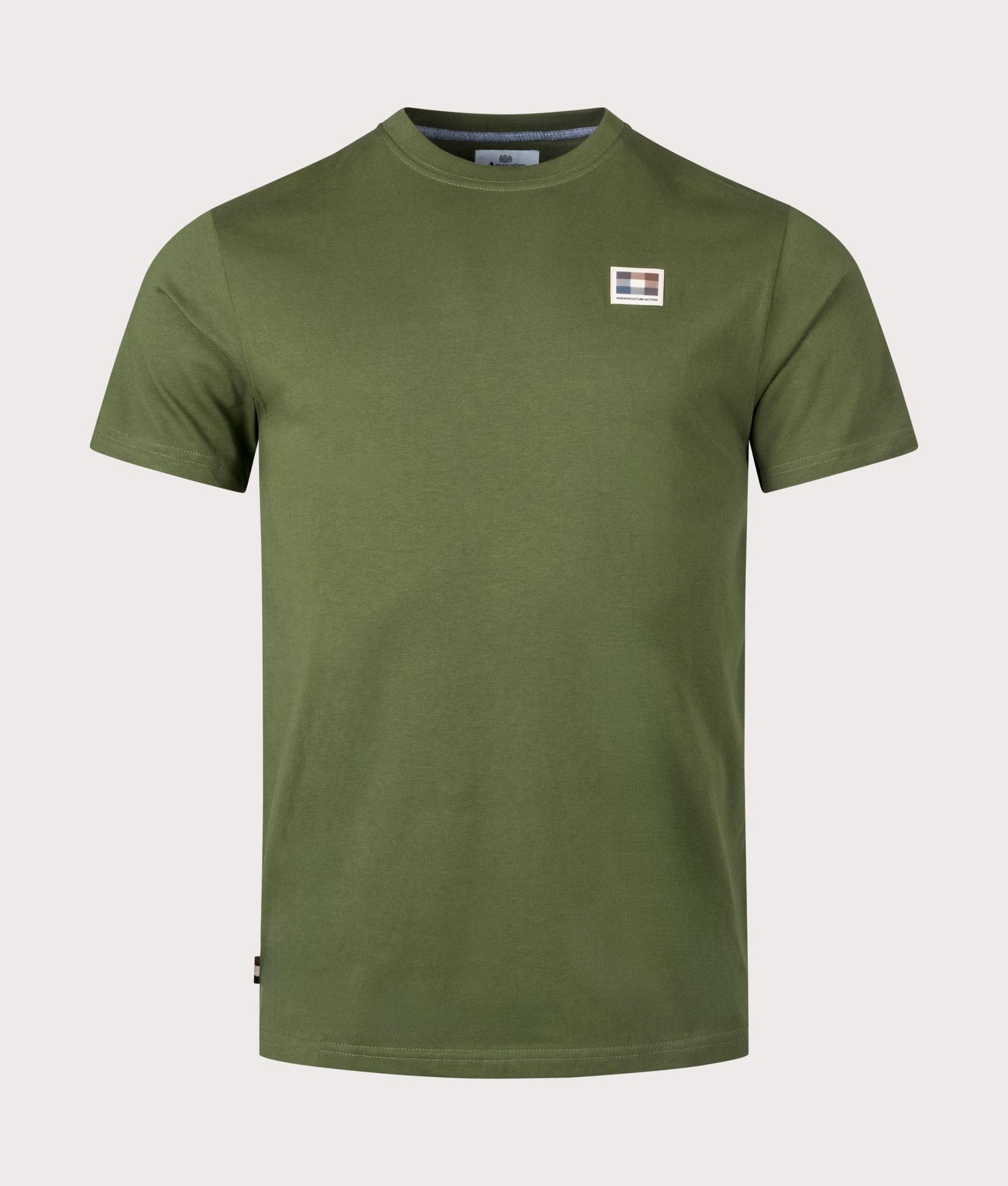 Active Club Check Patch T Shirt Army Green Aquascutum EQVVS