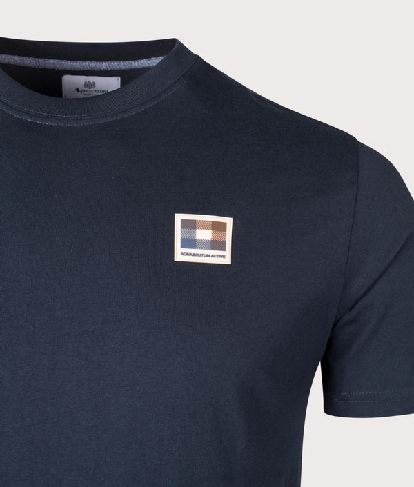 Active Club Check Patch T-Shirt Navy | Aquascutum | EQVVS