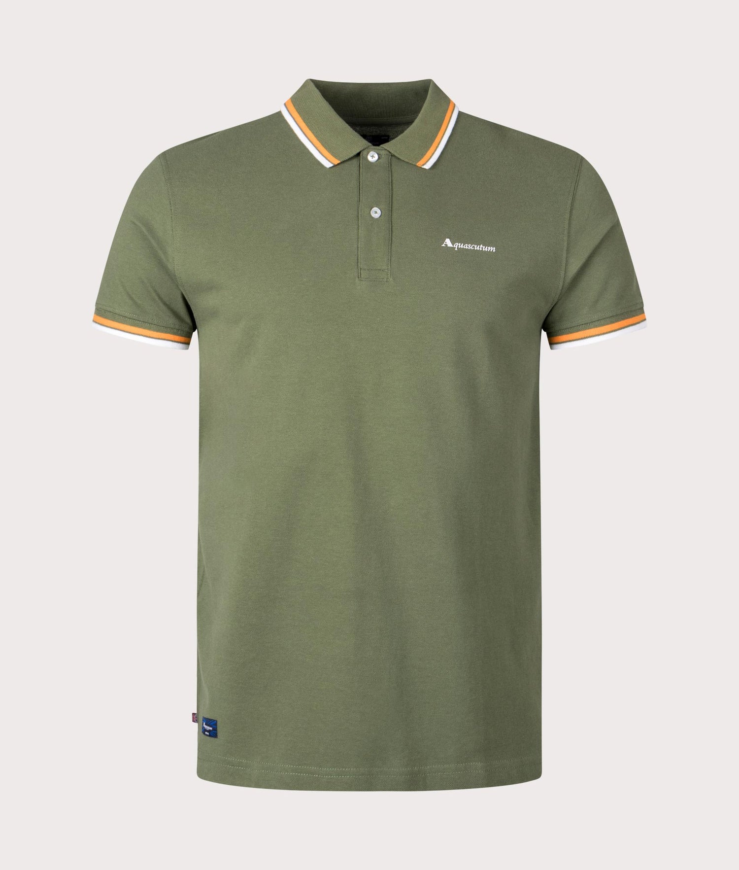 Active Cotton Stripes Dry Fit Polo Shirt Army Green Aquascutum