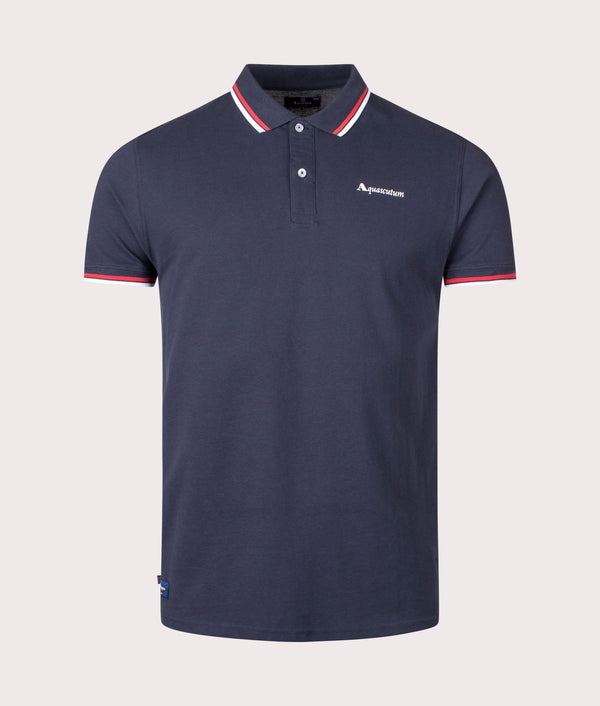 Active Cotton Stripes Dry Fit Polo Shirt Navy Aquascutum EQVVS