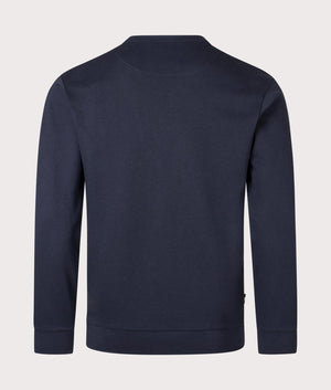 Aquascutum Active Small Logo Crewneck Sweatshirt in Navy Blue. EQVVS Back Shot