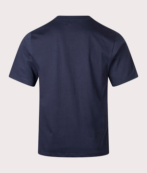 Aquascutum Club Check T-Shirt in Navy. Shot at EQVVS. Reverse shot. 