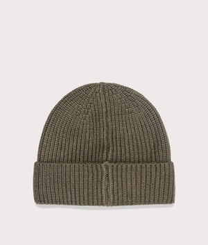 Aquascutum Active Beanie Patch in Army Green, Rich Cotton Blend. At EQVVS Menswear. Back shot