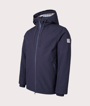 Aquascutum Active Mid Shell Parka in Navy. Shot at EQVVS. Angle shot. 