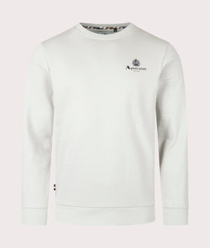 Aquascutum Active Small Logo Crewneck Sweatshirt in Grey, 100% Organic Cotton. EQVVS Front Shot