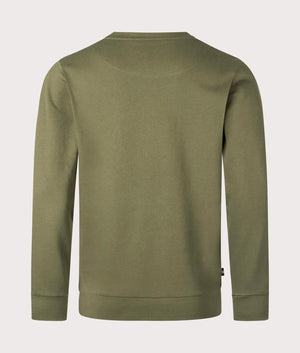 Aquascutum Active Small Logo Crewneck Sweatshirt in Army Green, 100% Organic Cotton. EQVVS Back Shot