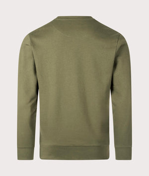 Aquascutum Active Big Logo Crewneck Sweatshirt in Army Green, 100% Organic Cotton. EQVVS Back Shot