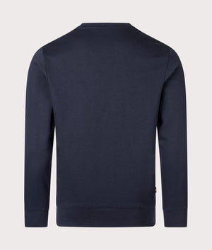 Aquascutum Active Big Logo Crewneck Sweatshirt in Navy, Organic Cotton. EQVVS Back Shot