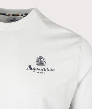 Aquascutum Active Small Logo T-Shirt in Grey, 100% Organic Cotton. EQVVS Detail Shot