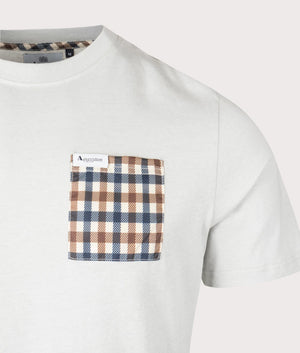 Aquascutum Active Club Check Pocket T-Shirt in Grey, 100% Organic Cotton. EQVVS Detail Shot