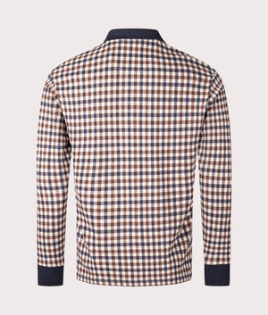 Long Sleeve Active Club Check Piquet Polo Shirt by Aquascutum. Shot at EQVVS. Reverse shot. 