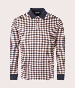 Long Sleeve Active Club Check Piquet Polo Shirt Aquascutum EQVVS