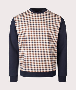 Aquascutum Iconic Front Crew Neck Sweatshirt in Navy. Front Shot at EQVVS.