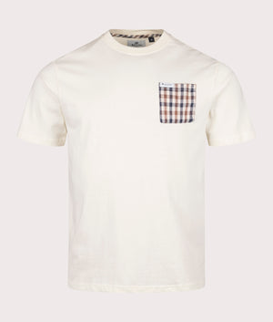 Aquascutum Club Check Pocket T-Shirt in Old White at EQVVS. Front Shot.