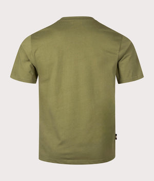 Aquascutum Club Check Pocket T-Shirt in Army Green at EQVVS. Back Shot.