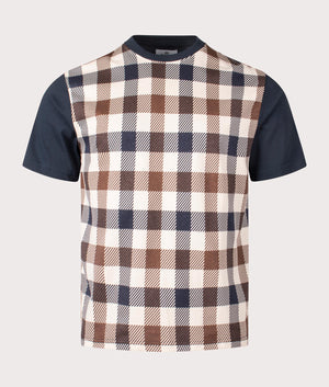 Aquascutum Macro Iconic Check T-Shirt in Navy. Front shot at EQVVS.