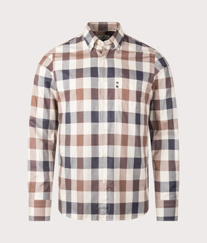 Aquascutum Active Macro Check Shirt, 100% cotton. At EQVVS Menswear. Front detail shot