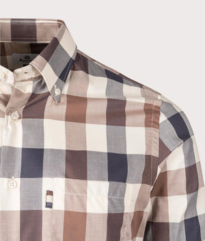 Aquascutum Active Macro Check Shirt, 100% cotton. At EQVVS Menswear. Front pocket shot