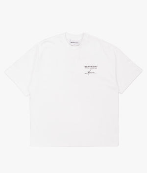 MKI Oversized Resort T-Shirt in White with Branded Beach Back Print at EQVVS Front Shot