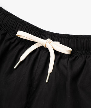 Relaxed Fit Tencel Shorts in Black by MKI MIYUKI ZOKU. EQVVS Detail Shot.