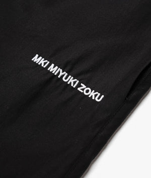 Relaxed Fit Tencel Shorts in Black by MKI MIYUKI ZOKU. EQVVS Detail Shot.