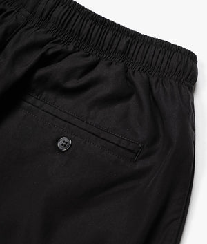 Relaxed Fit Tencel Shorts in Black by MKI MIYUKI ZOKU. EQVVS Detail Shot.