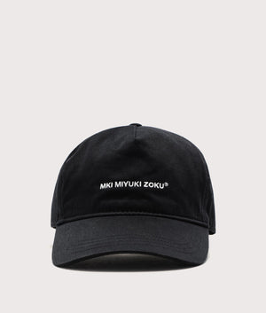 Classic Baseball Cap in Black by MKI MIYUKI ZOKU. EQVVS Front Angle Shot.