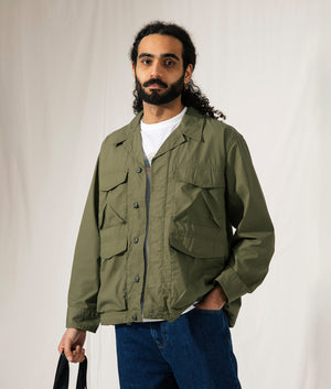 Universal Works Parachute Field Jacket in Olive. Shot at EQVVS. 