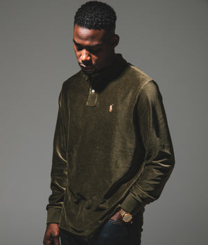 Corduroy Polo Shirt Polo Ralph Lauren, Dark Loden. Shot at EQVVS. campaign image.