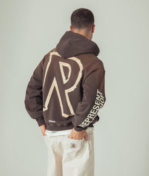 Represent, Masking Tape Initial Hoodie, cedar, Eqvvs Menswear, campaign shot