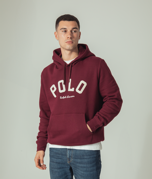 The RL Fleece Logo Hoodie in Classic Wine by Polo Ralph Lauren. EQVVS. campaign shot