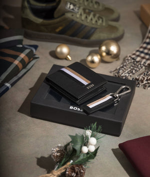 Boss GB Iconic Keyring & 4cc in black at EQVVS Menswear campaign Shot