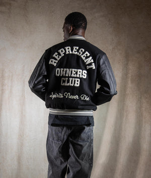 Oversized Fit Owners Club Varsity Jacket