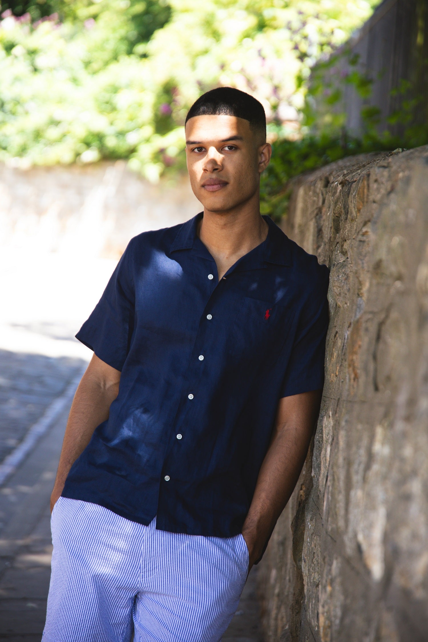 Custom Fit SS Linen Shirt Newport Navy Polo Ralph Lauren EQVVS